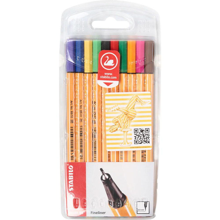 Picture of 8810- Stabilo Point 88 FINELINER 10pcs Wallet